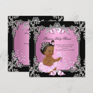 Invitación Etnia tutu negra rosada de la princesa Baby Shower