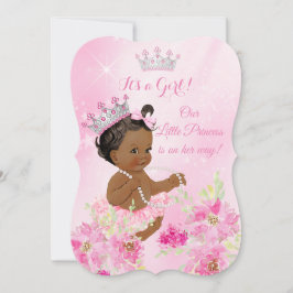 Invitación Etnia tutu rosada floral de la Princesa Baby Showe