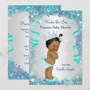 Invitación Étnica de Baby Shower de Blue Under Sea Princess