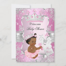Invitación Étnica de Baby Shower Princesa de Plata Rosa