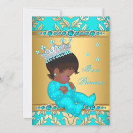 Invitación Étnica de la Princesa de Oro verde azulada Baby Sh