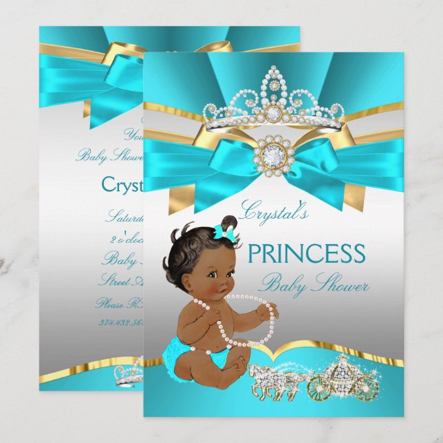 Invitación Étnica de la princesa verde azulada de oro azul Ba (Anverso / Reverso)