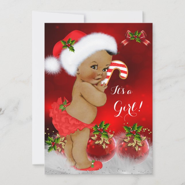 Invitación Étnica del Chica Baby Shower de los Navidades blan (Anverso)