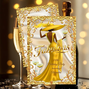 Invitación Étnico Fabuloso Cumpleaños Vestido Dorado Champagn