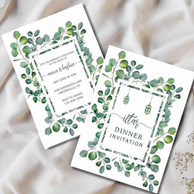 Invitación Eucalipto acuarela botánico ramadán iftar (Subido por el creador)