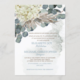 Invitación Eucalipto Azul Dusty Floral Sale Elegante Boda