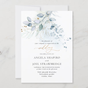 Invitación Eucalipto azul polvoriento acuarela de PixDezines