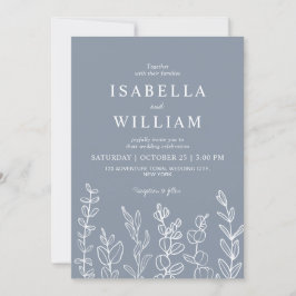 Invitación Eucalipto azul turbio deja Boda