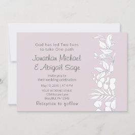 Invitación Eucalipto blanco sobre Boda cristiano Lavender