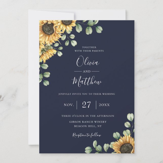 Invitación Eucalipto Boda Azul de la Marina Botánica de Giro (Anverso)