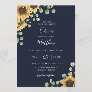 Invitación Eucalipto Boda Azul de la Marina Botánica de Giro