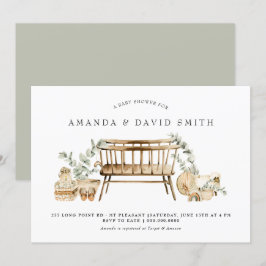 Invitación Eucalipto Bohemia Baby Shower Sage Green 