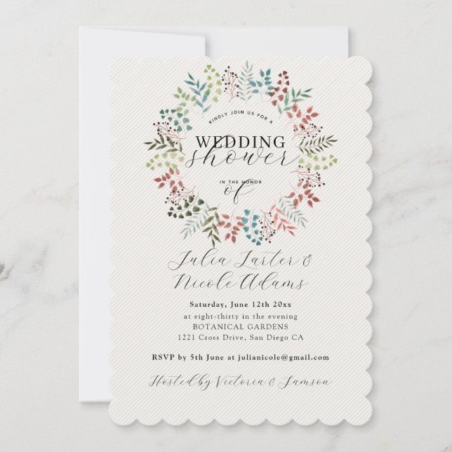 Invitación Eucalipto Botánico Boda de guirnaldas verdes (Anverso)
