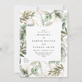 Invitación Eucalipto Botánico de Oro Elegante Verdor Caída