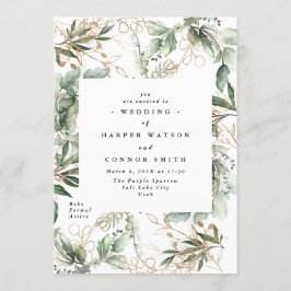 Invitación Eucalipto Botánico de Oro Elegante Verdor Caída