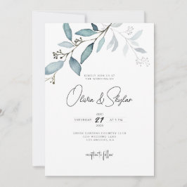 Invitación Eucalipto Botánico minimalista Boda simple Inv