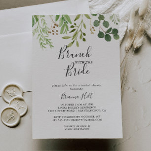 Invitación Eucalipto Brunch simple con ducha de novia