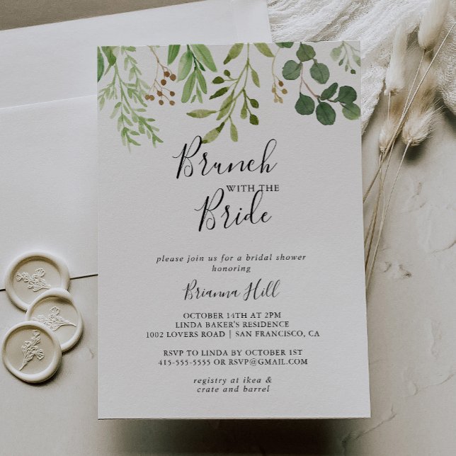 Invitación Eucalipto Brunch simple con ducha de novia (Subido por el creador)