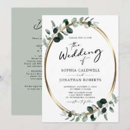 Invitación Eucalipto Caligrafía Todo en Uno Código QR Boda