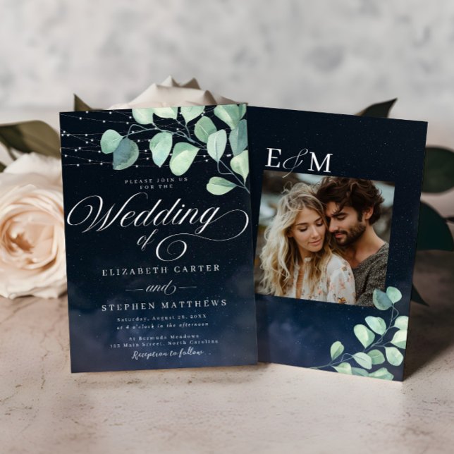 Invitación Eucalipto caprichoso bajo el Boda fotográfico de l (Subido por el creador)