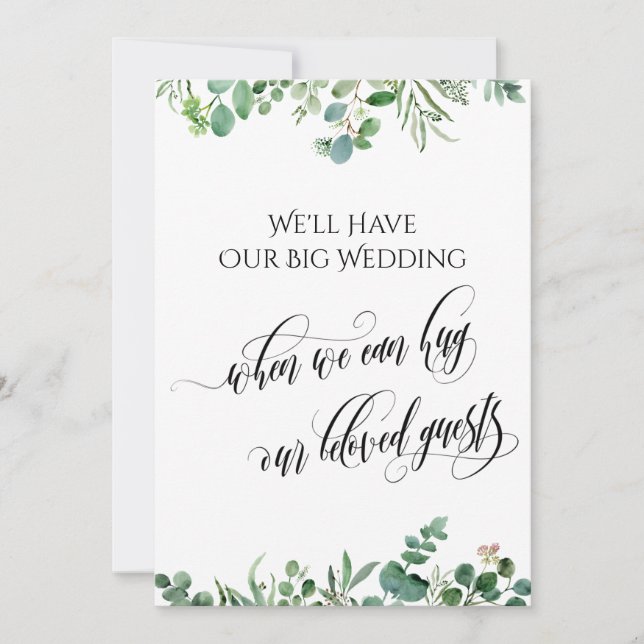 Invitación Eucalipto Cuando Podemos Abrazarte Boda Pospuesto (Anverso)