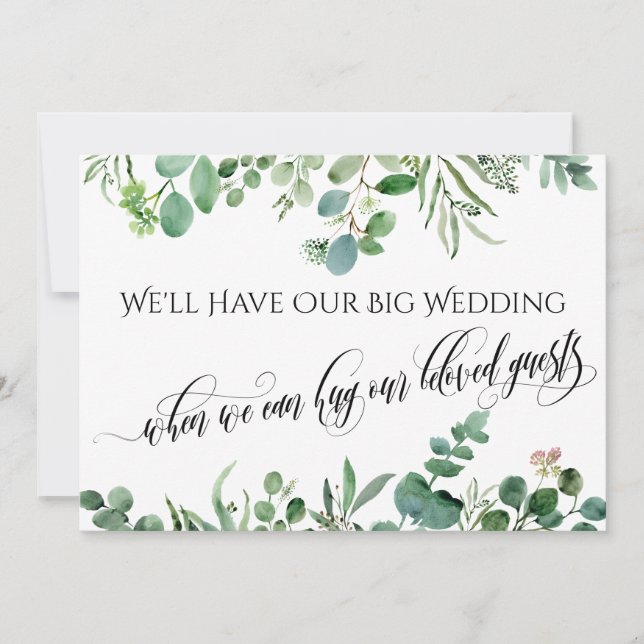 Invitación Eucalipto Cuando Podemos Abrazarte Boda Pospuesto (Anverso)