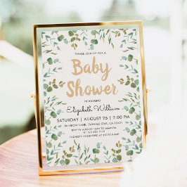 Invitación Eucalipto de color de agua Género Baby Shower neut