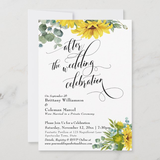 Invitación Eucalipto de girasol después de la celebración del (Anverso)