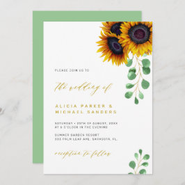 Invitación Eucalipto de girasol elegante boda rústico