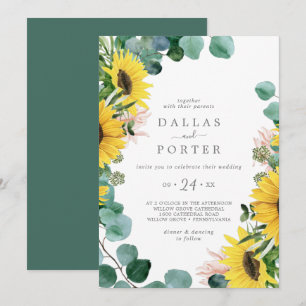 Invitación Eucalipto de girasol ruso Boda casual
