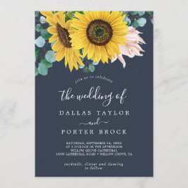 Invitación Eucalipto de girasol ruso | Naval El Boda de