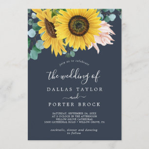 Invitación Eucalipto de girasol ruso   Naval El Boda de