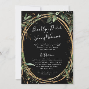 Invitación Eucalipto de oro negro premium Detalles del Boda p