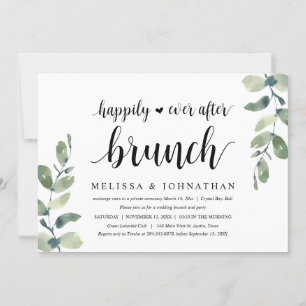 Invitación Eucalipto de Verdor, Brunch de Boda Elopement