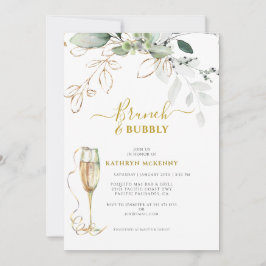 Invitación Eucalipto Dorado Lluvia de Bodas de Novia