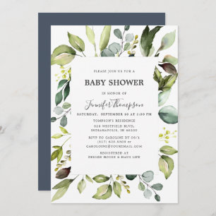 Invitación Eucalipto elegante con el verdor Baby Shower