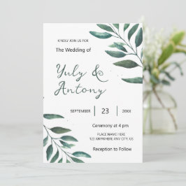 Invitación Eucalipto elegante minimalista botánico blanco