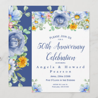Invitación Eucalipto floral acuarela 50 aniversario