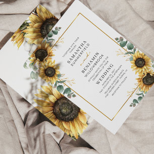 Invitación Eucalipto floral de girasol Boda geométrico