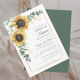 Invitación Eucalipto Floral de girasol dulce 16 cumpleaños