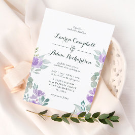 Invitación Eucalipto floral rústico Boda púrpura