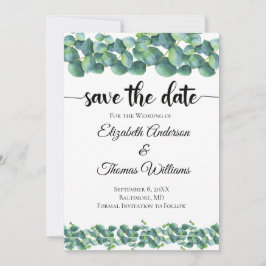 Invitación Eucalipto Formal Elegante Guardar la Fecha