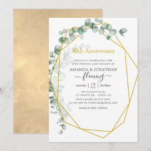 Invitación Eucalipto Geométrico 50 Aniversario de Bodas