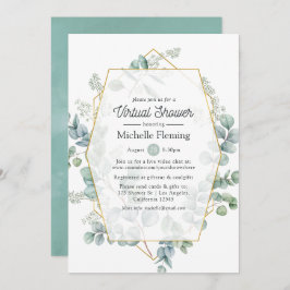 Invitación Eucalipto Geométrico Bebé virtual o Ducha de novia