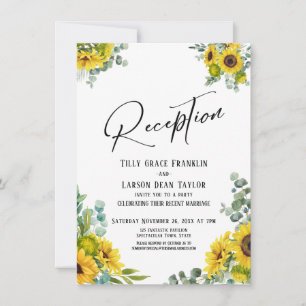 Invitación Eucalipto Girasol Letra de Mano Recepción