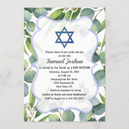 Invitación Eucalipto La estrella de David Bar Mitzvah