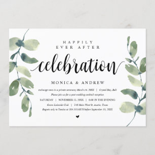 Invitación Eucalipto moderno, celebración del Elopement Boda