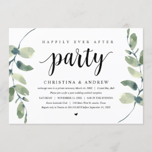 Invitación Eucalipto moderno, celebración del Elopement Boda
