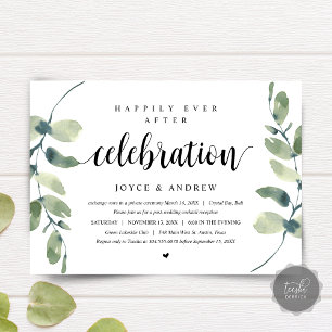 Invitación Eucalipto moderno, celebración del Elopement Boda
