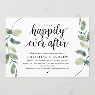 Invitación Eucalipto moderno, cena de ensayo de boda